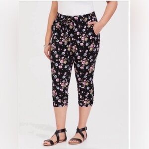 Torrid Black Capri pants with Colorful Floral Design